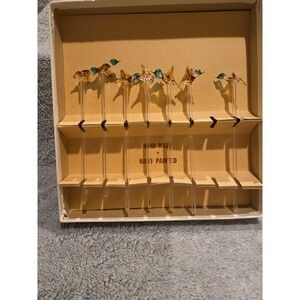 7 Vintage Handblown Stirrers Party Mixers American Crystal Duck Cocktail